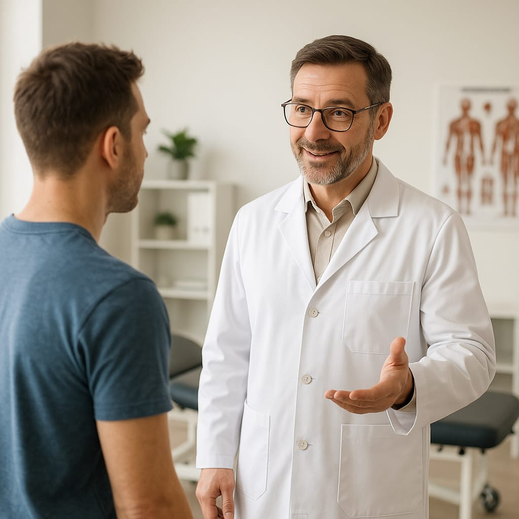 Chiropractor applying TPR20 pain relief cream in clinic setting